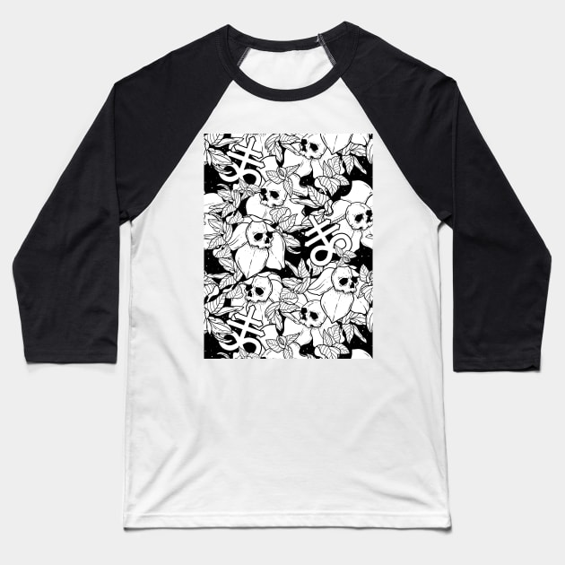 Flos Mortis (pattern version) Baseball T-Shirt by Spazzy Newton